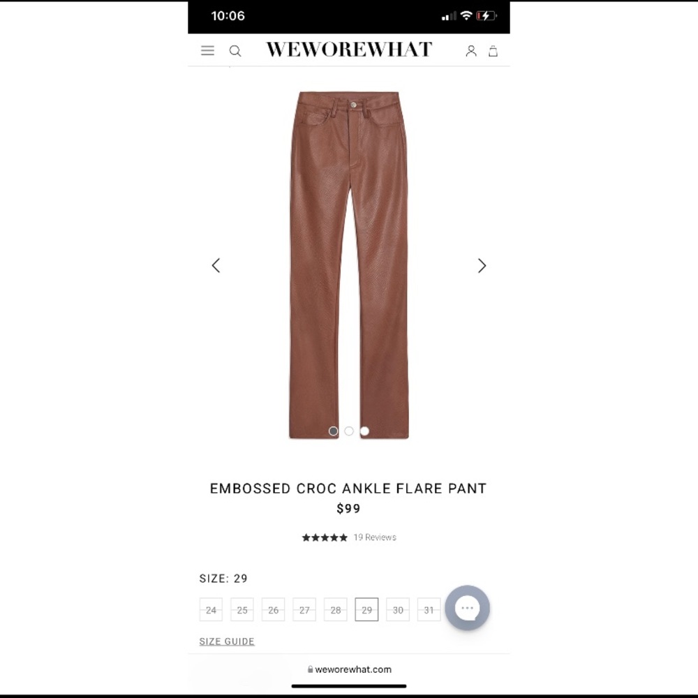 Weworewhat croc embossed brown leather pant